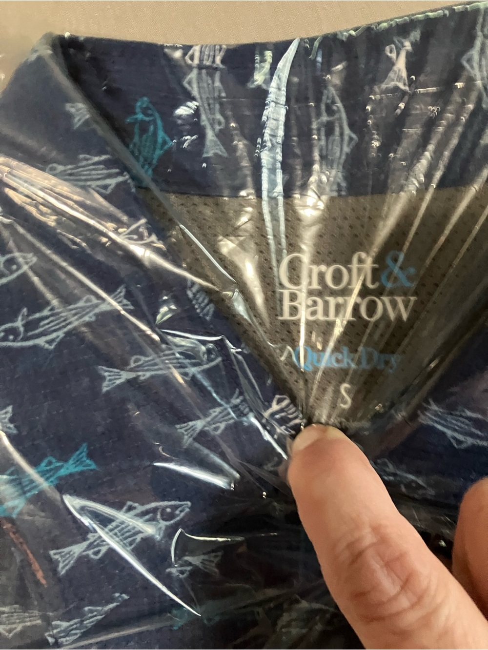 croft & barrow Navy men’s S Quick-Dry short sleeve button down collared shirt